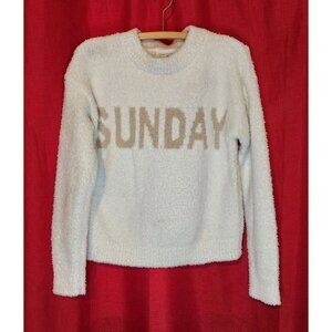 Women's Sweater Sherpa Knit White Brown Size Medium